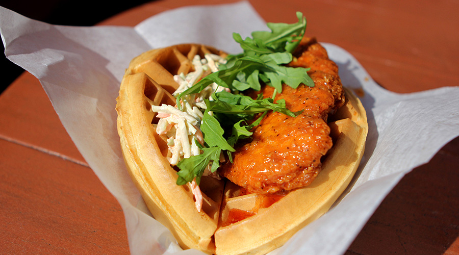 Sweet and Spicy Chicken Waffle Sandwich